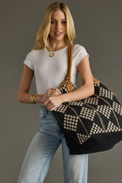 Black + Cream Diamond Tote