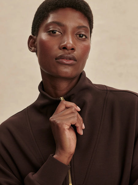 Hawley Half Zip Sweat: Coffee Bean