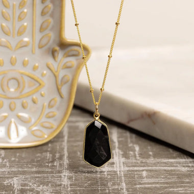Black Onyx Hexagon Necklace