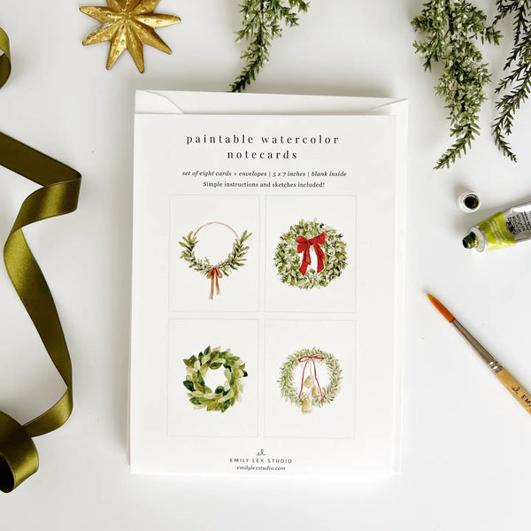 Paintable Notecards: Wreaths