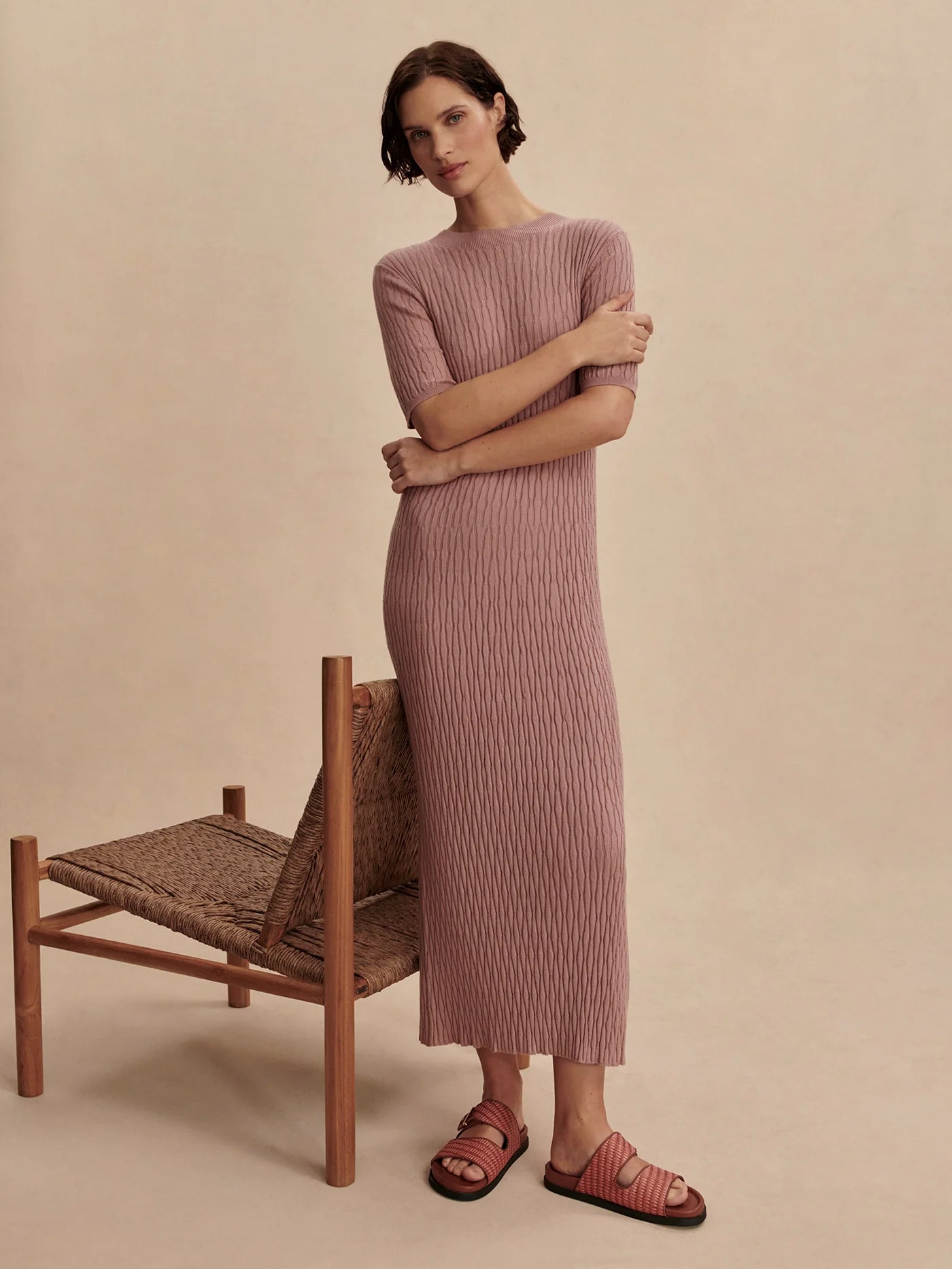 Fara Knit Midi Dress - Blue Windows