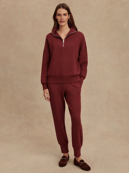 Hawley Half Zip Sweat: New Maroon