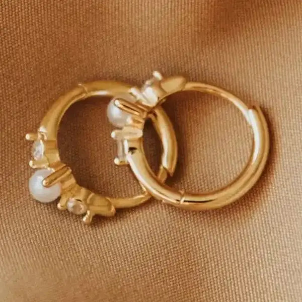 Alexandria Diamond and Pearl Hoops