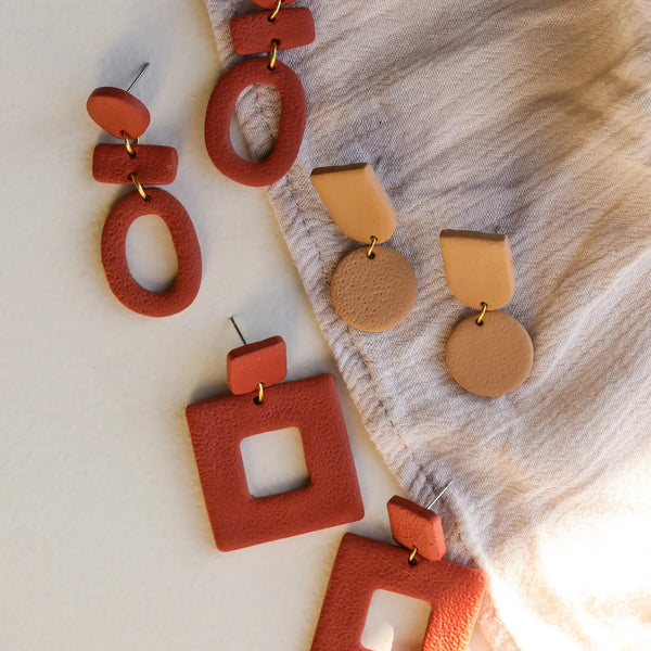 Three Tier Clay Terracotta Earrings