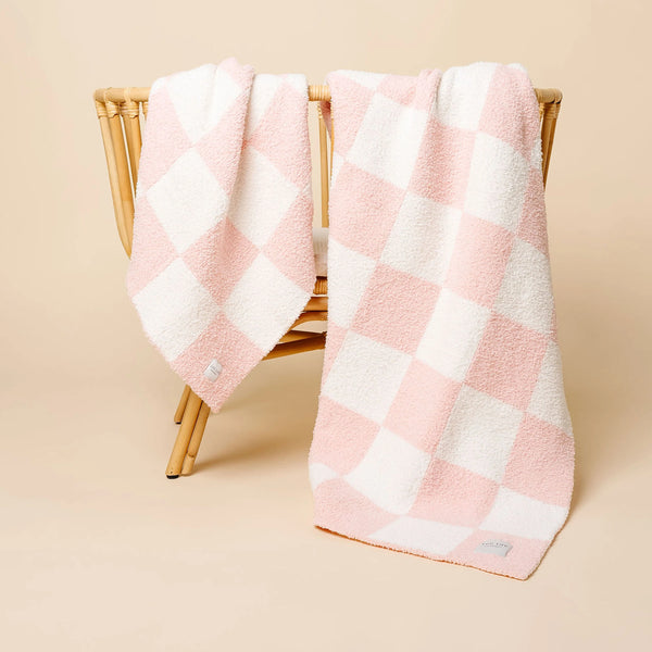 Blush Check Chenille Small Blanket