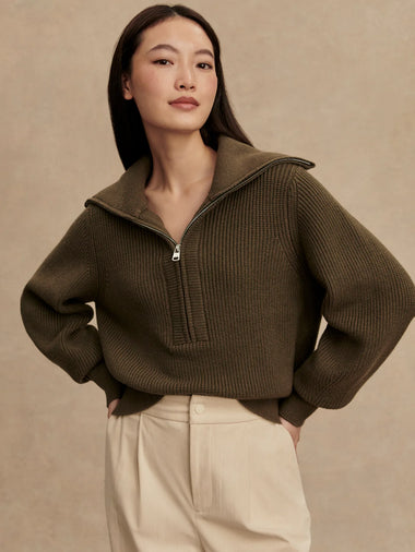 Maura Half Zip Rib Knit