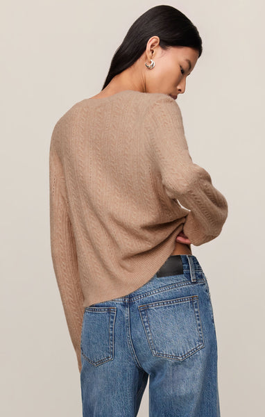 Medina Pointelle Cardigan: Macaroon