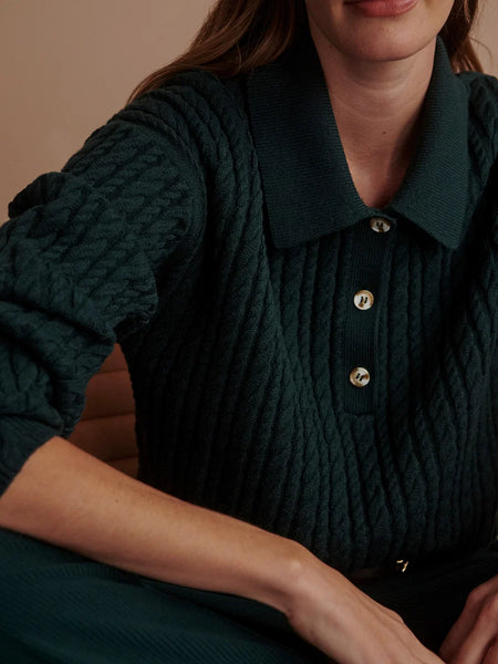 Dottie Polo Knit Sweater: Ponderosa Pine