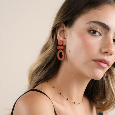 Three Tier Clay Terracotta Earrings