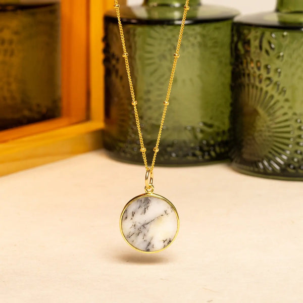 Dendrite Opal Disc Necklace