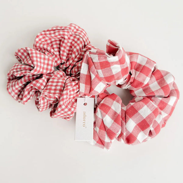 Red Gingham Scrunchie Set