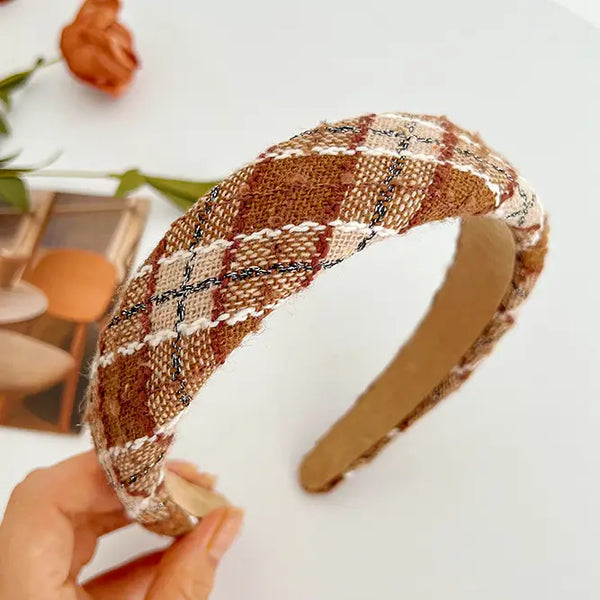 Plaid Padded Headband: Assorted colors