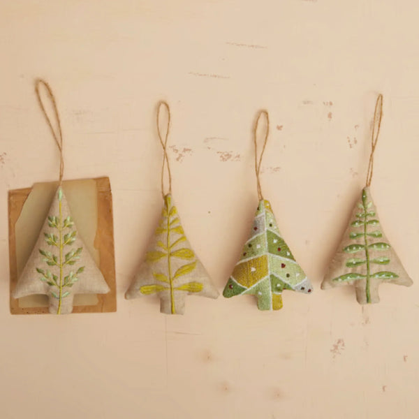 Embroidered Chambray Tree Ornaments