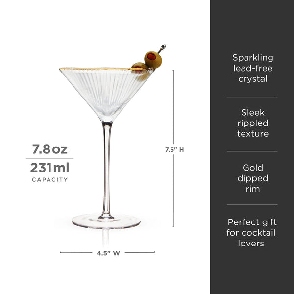 Meridian Gold-Rimmed Martini Glasses