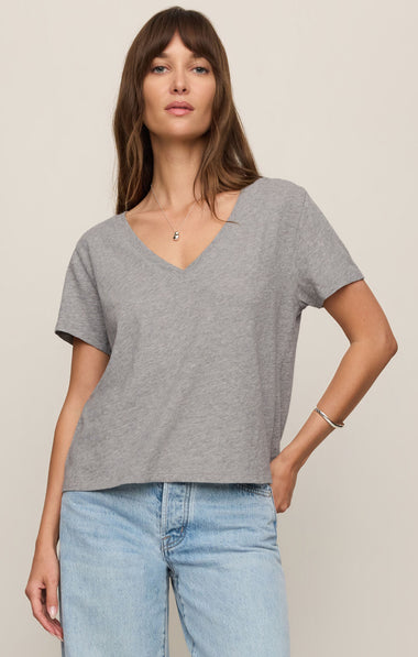 Nomad V Neck Tee: Heather Grey