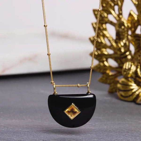 Black Onyx and Citrine Pendant