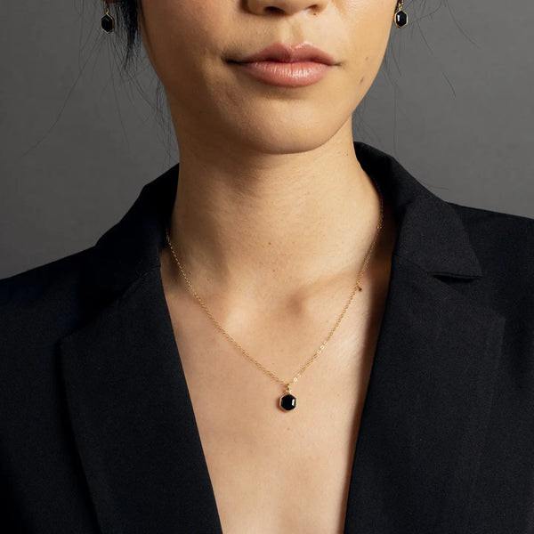 Black Onyx Dainty Hexagon