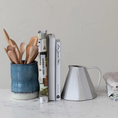 Blue Stoneware Utensil Holder