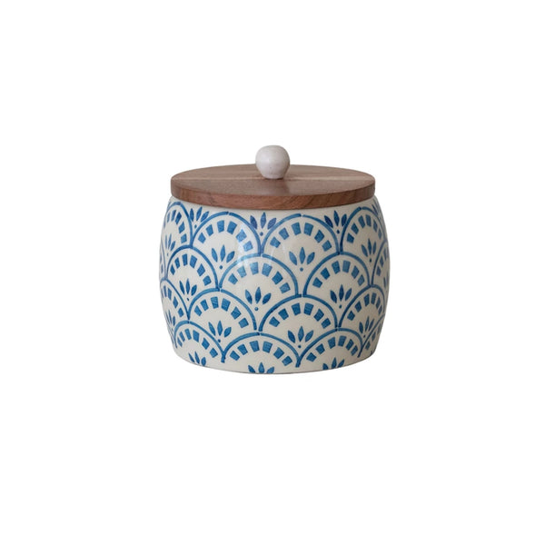 Hand-Painted Stoneware Canister