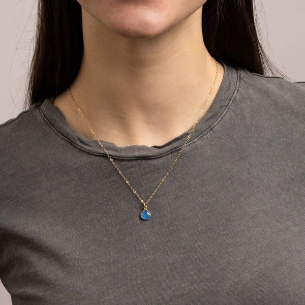Blue Chalcedony Teardrop Necklace