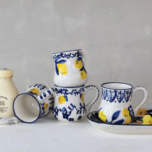 Hand-Painted Lemon Mugs