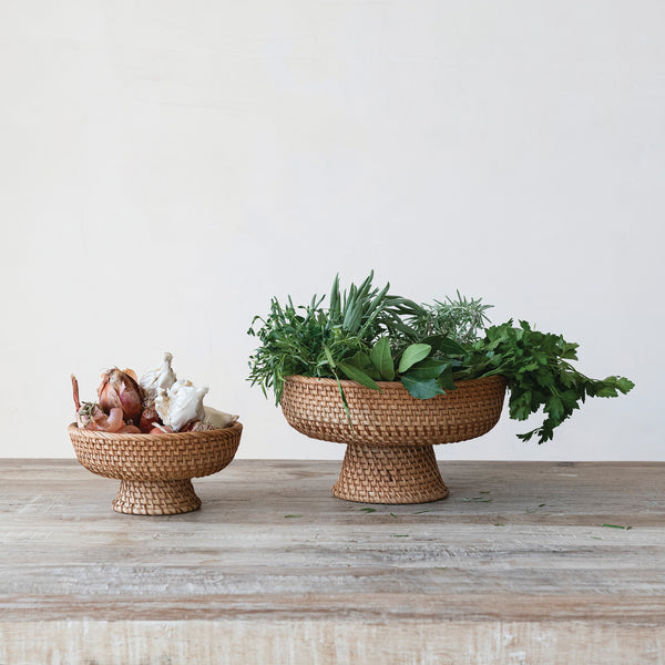 Hand Woven Rattan Footed Bowls
