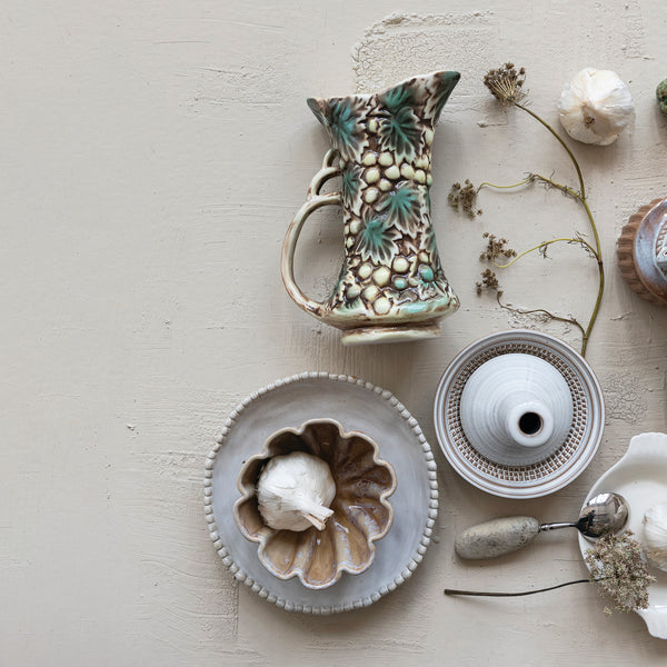White Stoneware Ball Rim Bowl