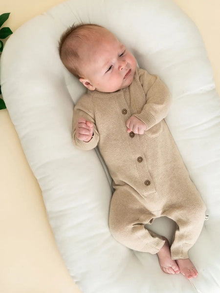 Milan Knit Pocket Jumpsuit: Oat Heather
