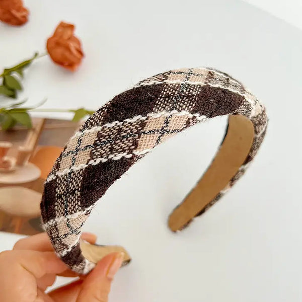 Plaid Padded Headband: Assorted colors