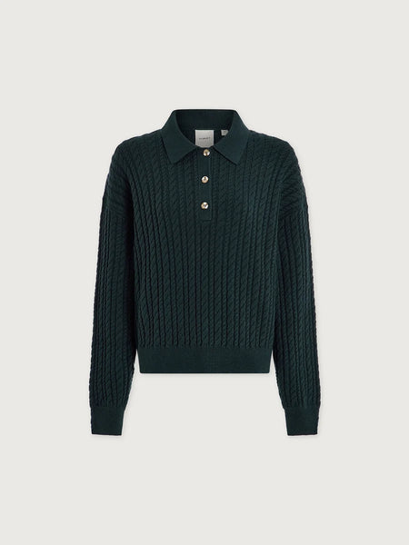 Dottie Polo Knit Sweater: Ponderosa Pine