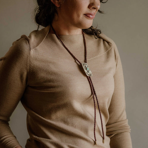 Yarrow Bolo Tie Necklace: Dark Brown