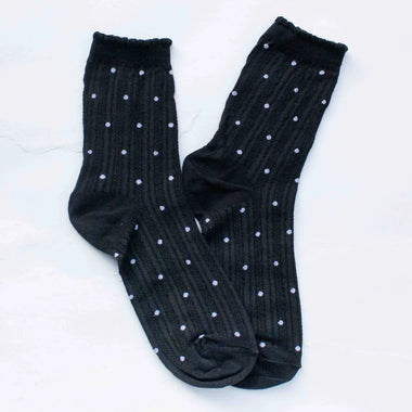 Ribbed Polka Dot Socks: Black