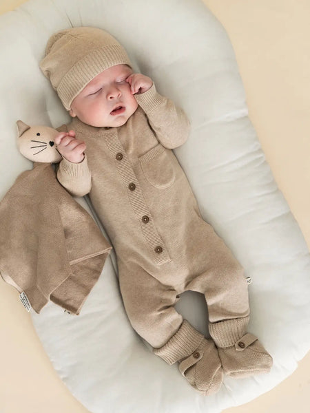 Milan Knit Pocket Jumpsuit: Oat Heather