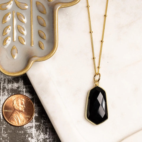 Black Onyx Hexagon Necklace
