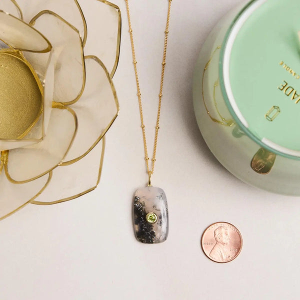 Moss Agate and Peridot Pendant