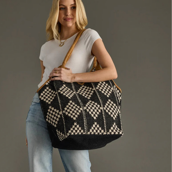 Black + Cream Diamond Tote