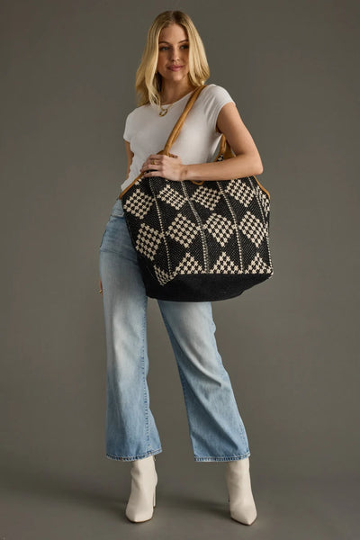 Black + Cream Diamond Tote
