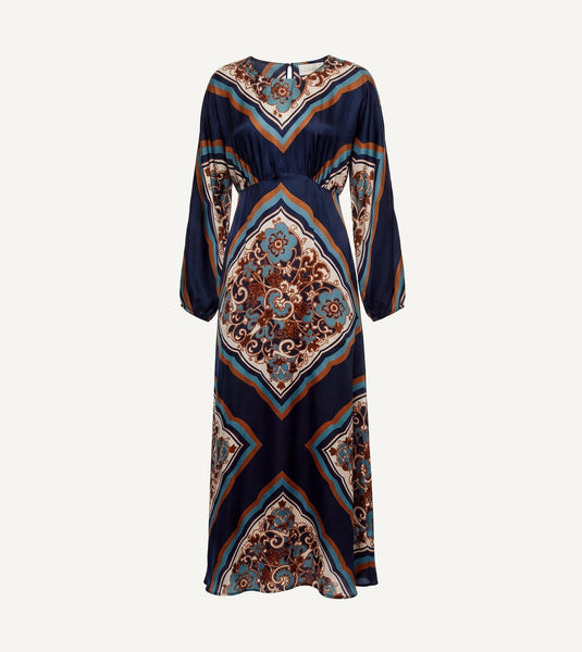 Fawn Ankle Dress: Black Floral Anise