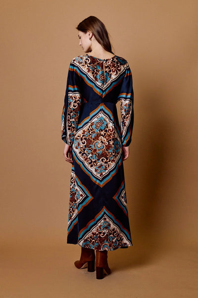 Fawn Ankle Dress: Black Floral Anise