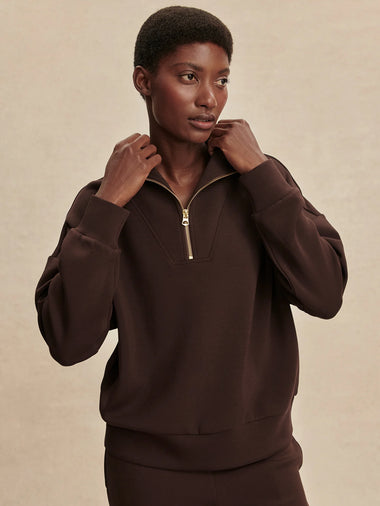 Hawley Half Zip Sweat: Coffee Bean