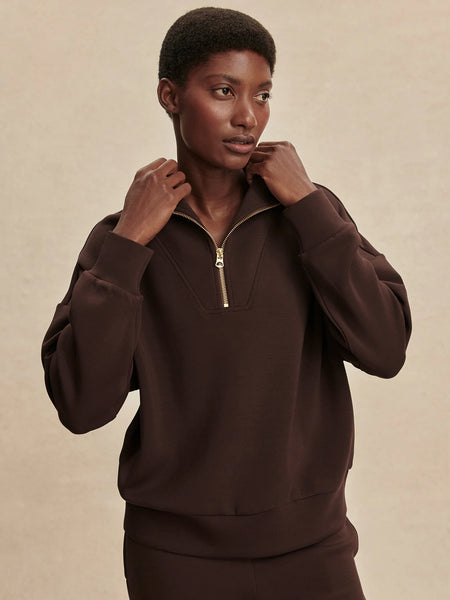 Hawley Half Zip Sweat: Coffee Bean