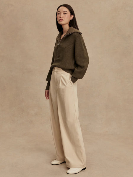 Maura Half Zip Rib Knit