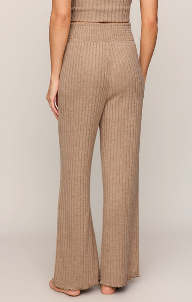 Dawn Smocked Rib Pant: Light Toffee