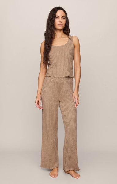 Dawn Smocked Rib Pant: Light Toffee
