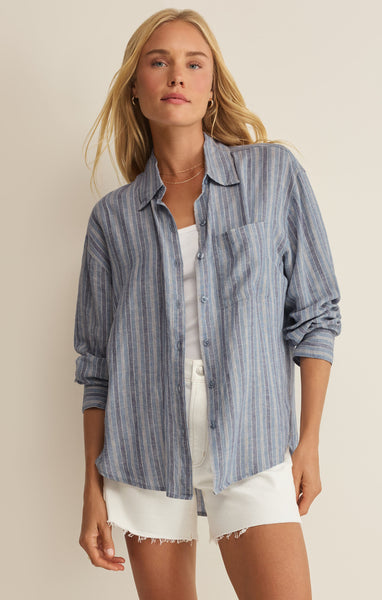 Indigo Perfect Striped Button Up