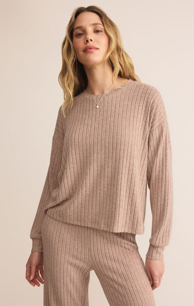 Daydream Rib Long Sleeve Top: Iced Coffee