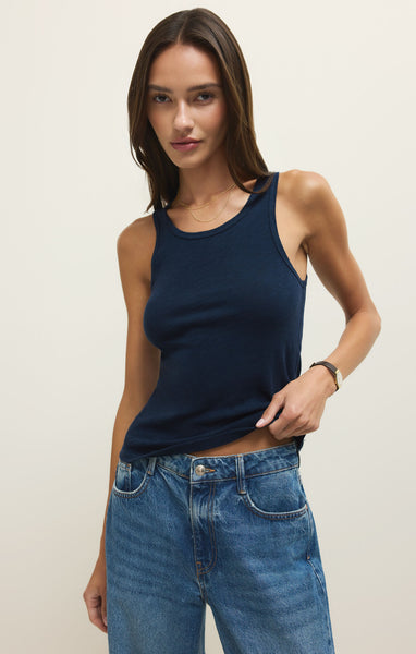Slub Scoop Tank: Indigo