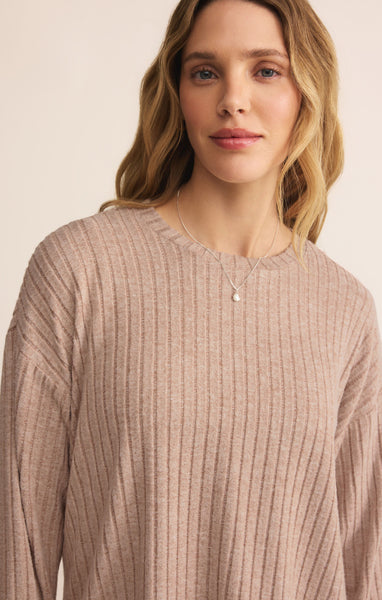 Daydream Rib Long Sleeve Top: Iced Coffee