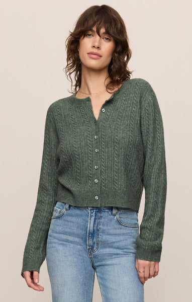 Medina Pointelle Cardigan: Monstera