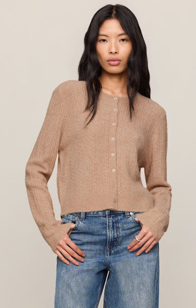 Medina Pointelle Cardigan: Macaroon